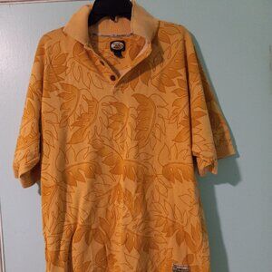 Tommy Bahama Men's Yellow Hawaii Floral Print Polo Shirt Short Sleeve Sz L